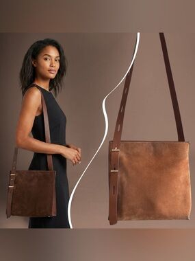 Thacker | Hayley Suede & Leather Paneled Crossbody Bag | Tan/Chocolate Brown